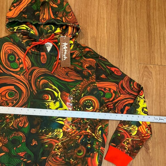 AGTAWH Men French Terry Abstract Motif Print Hoodie Multicolor Size XL - Picture 3 of 4